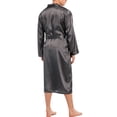 thumbnail image 2 of Youloveit Men's Summer Silk Satin Pajamas Kimono Bath Satin Robe with Shorts Nightgown Long-Sleeve Nightwear, 2 of 8