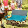 thumbnail image 3 of YYAo Outdoor Camping Chair, Outdoor Folding Seat,Oversized Camping Chair Folding Loveseat Camping Couch with Cup Holders & Thick Padding-Blue, 3 of 10