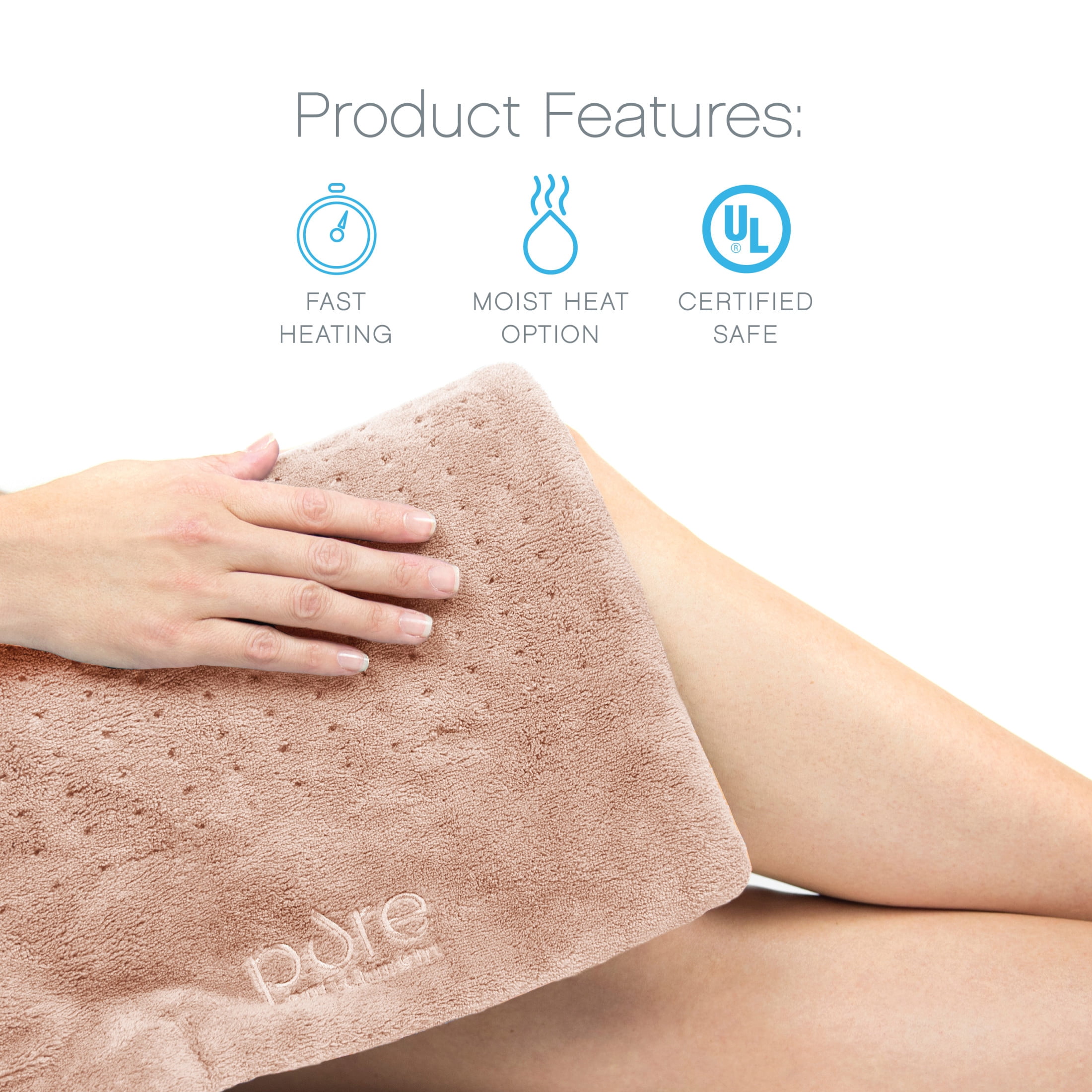 Pure Enrichment Deluxe Electric Heating Pad, Full Body Therapy, 4 InstaHeat Settings, Machine-Washable, 24x12"