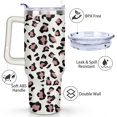thumbnail image 3 of 40oz Fashion Leopard Pattern Stainless Steel Flip Straw Tumbler Spill Proof Travel Cup Double Wall Vacuum Insulated Coffee Mug with Top Handle, 3 of 6