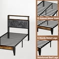 thumbnail image 3 of Kbun Twin Bed Frames,Industrial Metal Platform Bed Frame,Heavy Duty Steel Slats Support Up to 900 lbs,Upholstered Headboardand 9 Thickened Legs,No Box Spring Needed, Noise-Free,Brown, 3 of 7