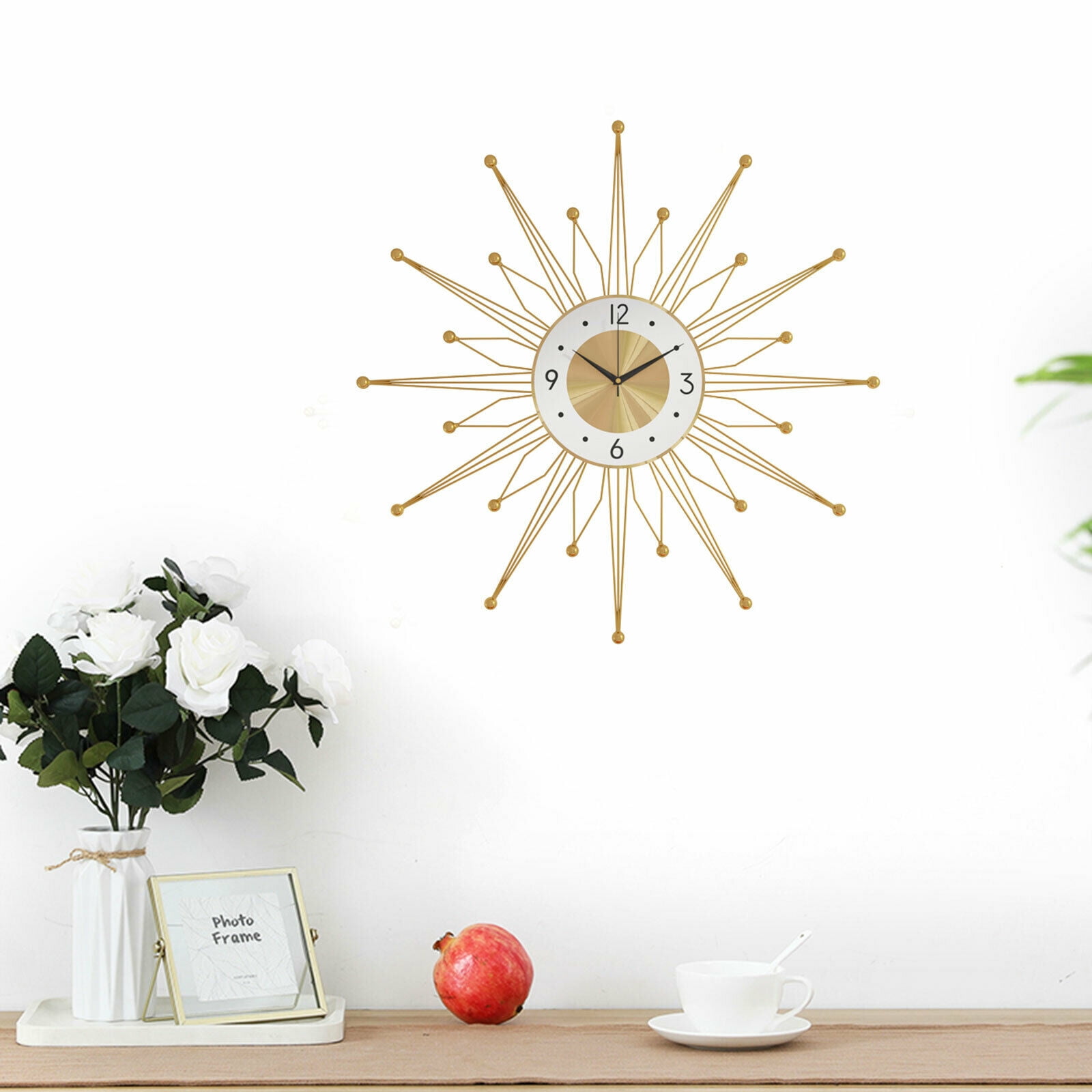 DENEST Gold Luxury Large Wall Clock 19.7 inch 3D Metal Living Room Watch Home Decor