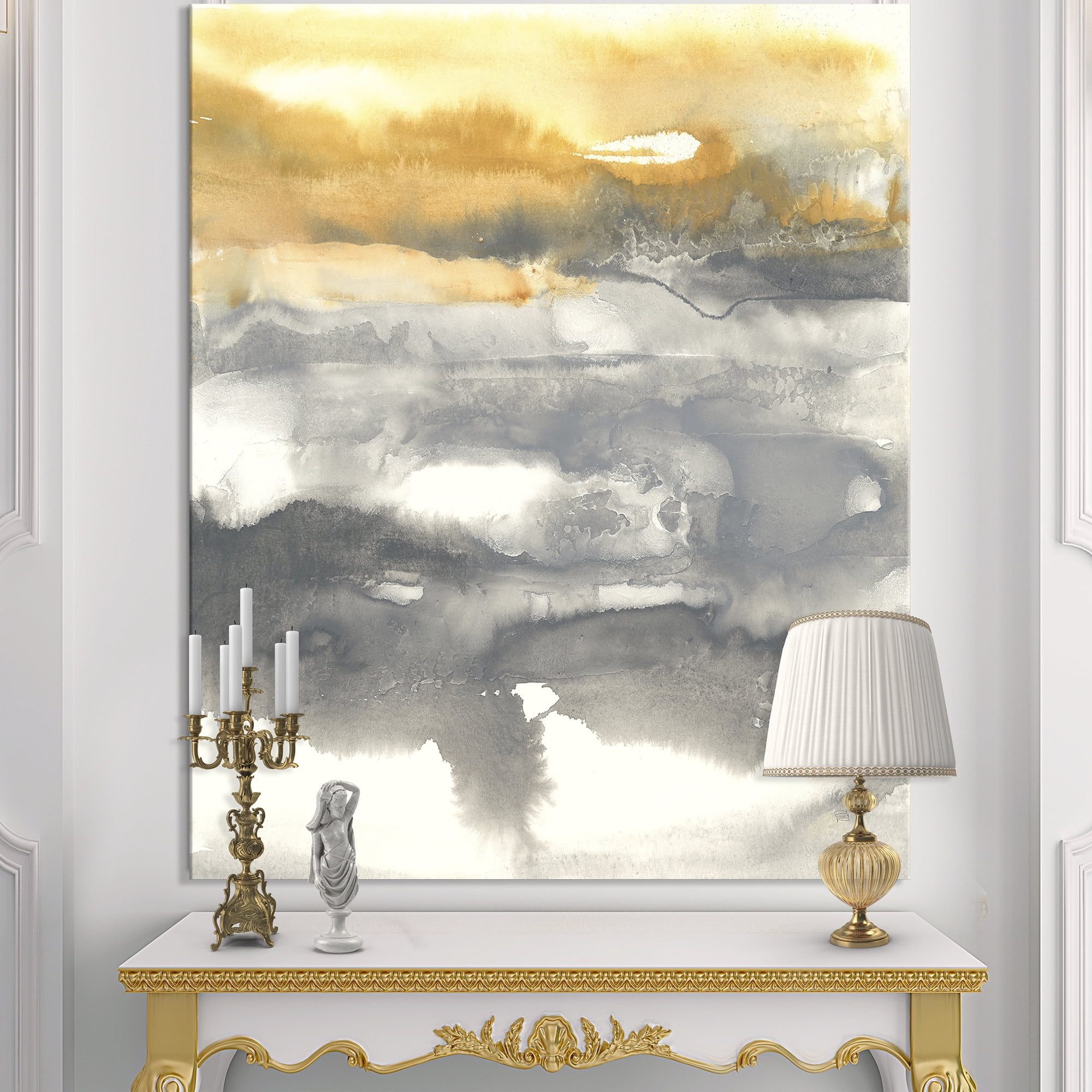 Designart 'Gold Glamour Direction II' Modern & Contemporary Premium Canvas Wall Art