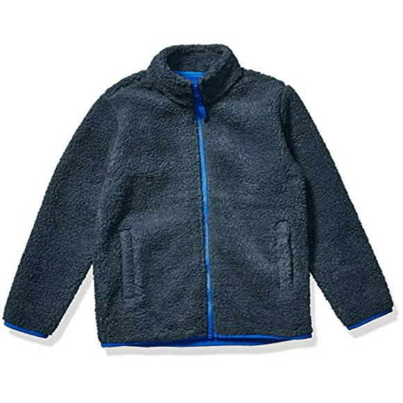 Boys' Polar Fleece Lined Sherpa Full-Zip Jacket, Dark Grey, X-Large