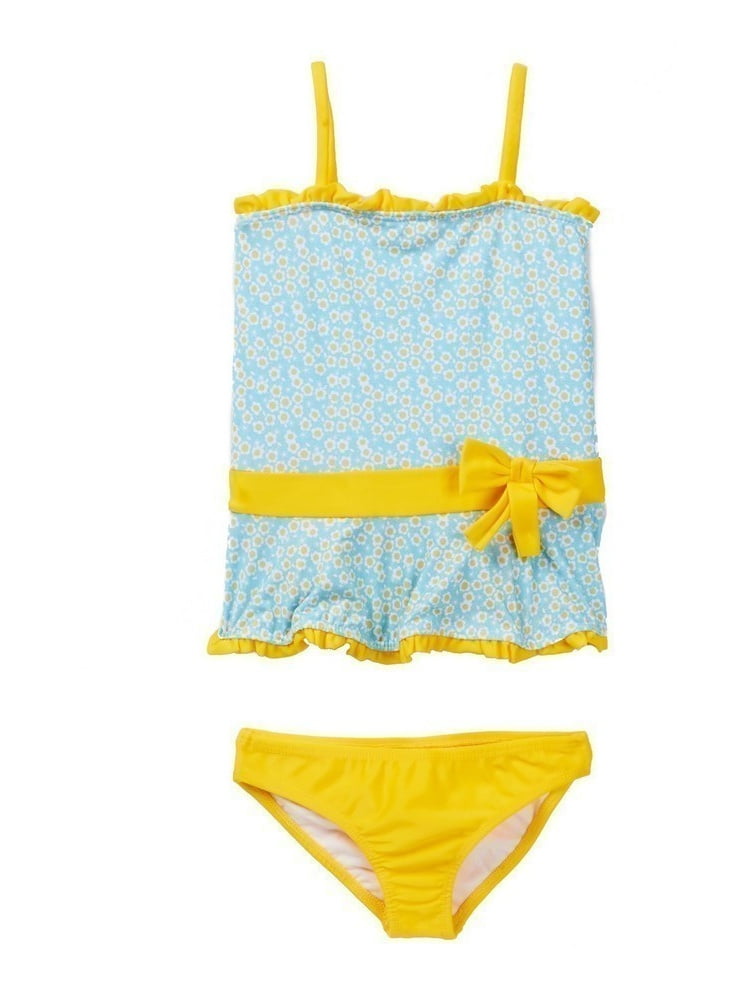 Azul Swimwear Azul Little Girls Blue Yellow Floral Daisy Crazy 2 Pc