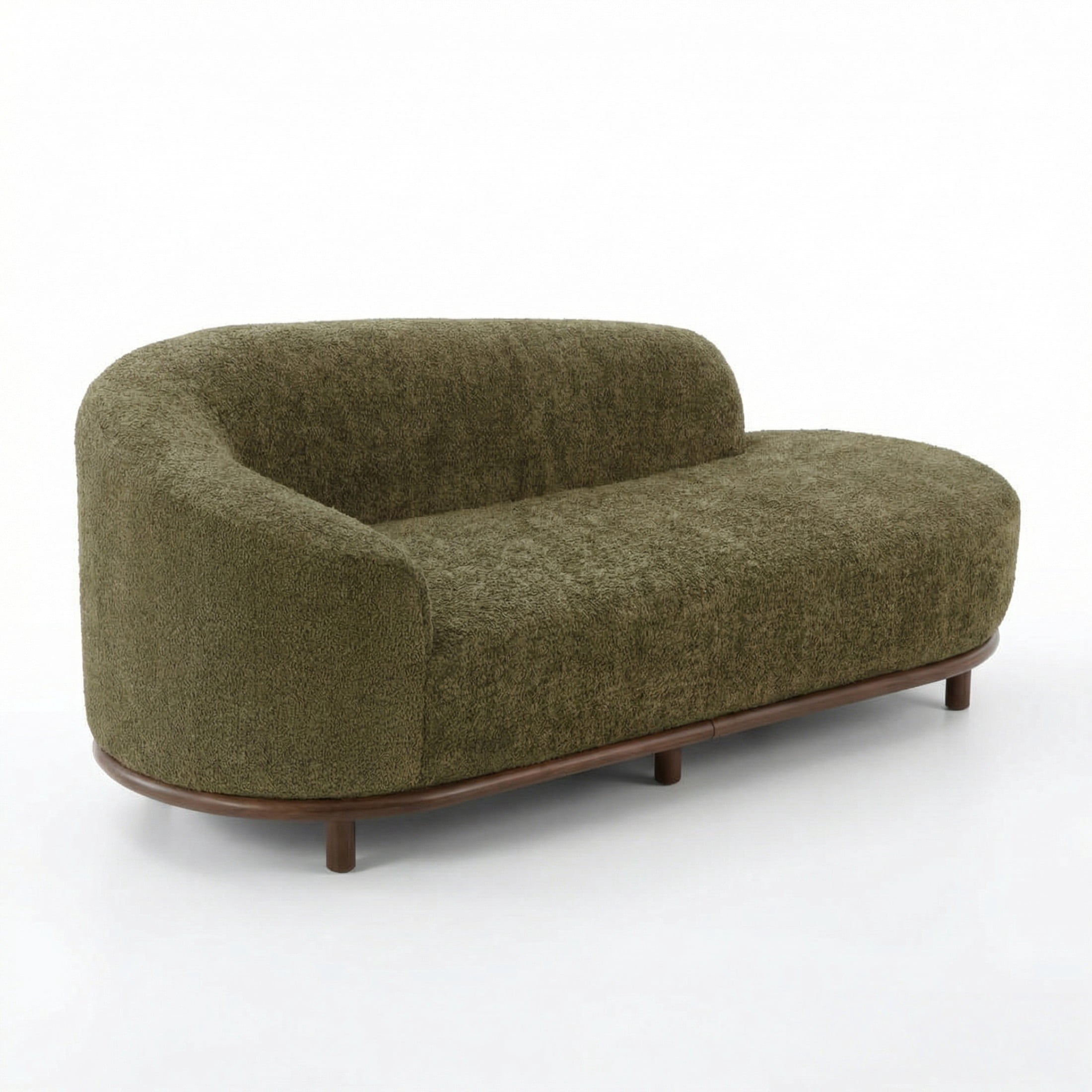 Christopher Knight Home Modern Boucle Chaise Lounge Sofa with 3 Seats, Solid Wood Frame, Green
