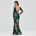 thumbnail image 4 of O-neck Long-Sleeve Shinning Sequins Evening Dresses Sexy Backless Mermaid Party Gowns Maxi Elegant Multi Female Robes Vestidos, 4 of 8