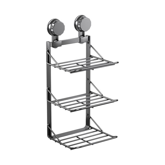 Bathroom Living Room Organizers and Storage Kitchen Suction Cup Food Preparation Shelves Household Multi Layer No Hole Vegetable Utensils Wall Mounted Storage Racks Easy to Assemble