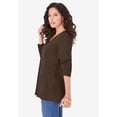thumbnail image 3 of Roaman's Women's Plus Size Ultimate Long Sleeve V Neck Tee, 3 of 6