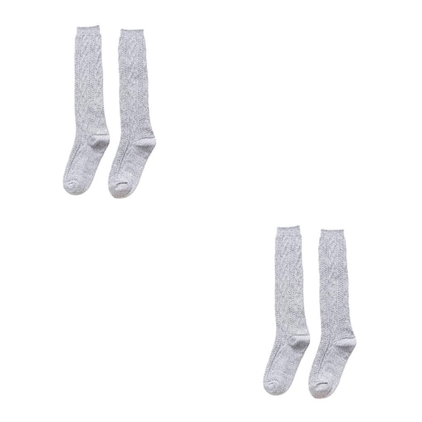 Jumpingount Media sobre la rodilla Larga elasticidad Térmica Transpirable Bota Calcetines Pierna Cálido Muslo Protección Niñas Otoño gris claro gris claro 2piezas Jumpingount CBP380090