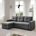 thumbnail image 2 of Tufted Sectional Chaise Sofa Sleeper with Storage in Dark Grey, 2 of 14