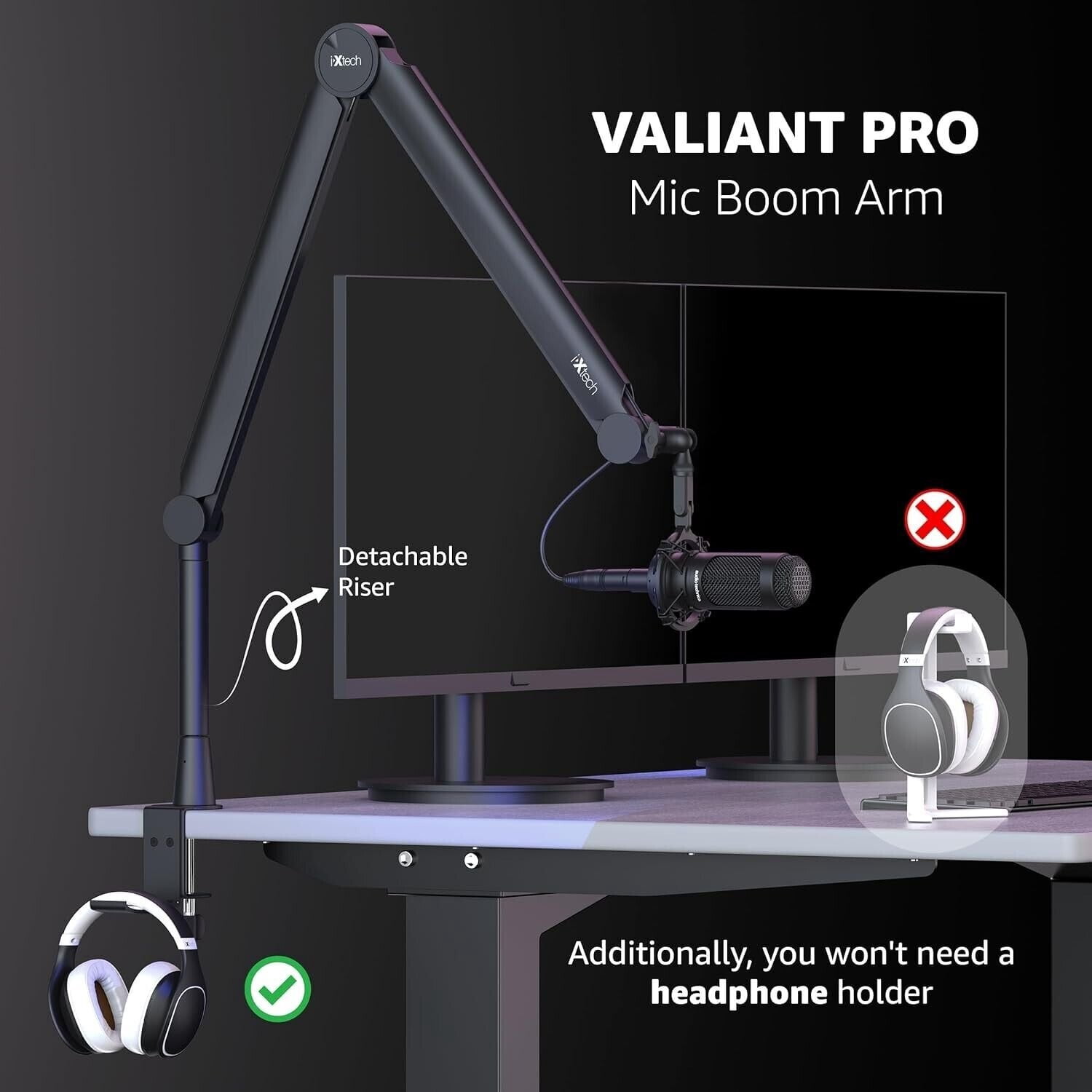 IXTECH Mic Arm Boom Arm 360° Rotatable Microphone Boom Arm Mic Boom Arm VAILANT