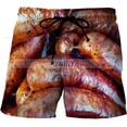 thumbnail image 3 of Pantalones cortos con estampado 3D de salchichas a la parrilla y comida gourmet para hombre y mujer, 3 of 5