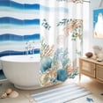 thumbnail image 5 of No Hook Shower Curtain, Beach Coastal Shower Curtains for Bathroom with See Through Top Window, Summer Nautical Coral Shell Botanical Waterproof & Washable Bath Curtain Narrow 54"x78", 5 of 9