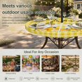 thumbnail image 6 of Round Outdoor Tablecloth with Umbrella Hole and Zipper, Yellow Bees Gnomes Tablecloth with Elastic Waterproof, Spring Floral Plaid Farmhouse Patio Table Covers for 36" - 44" Picnic Pool Tables, 6 of 9