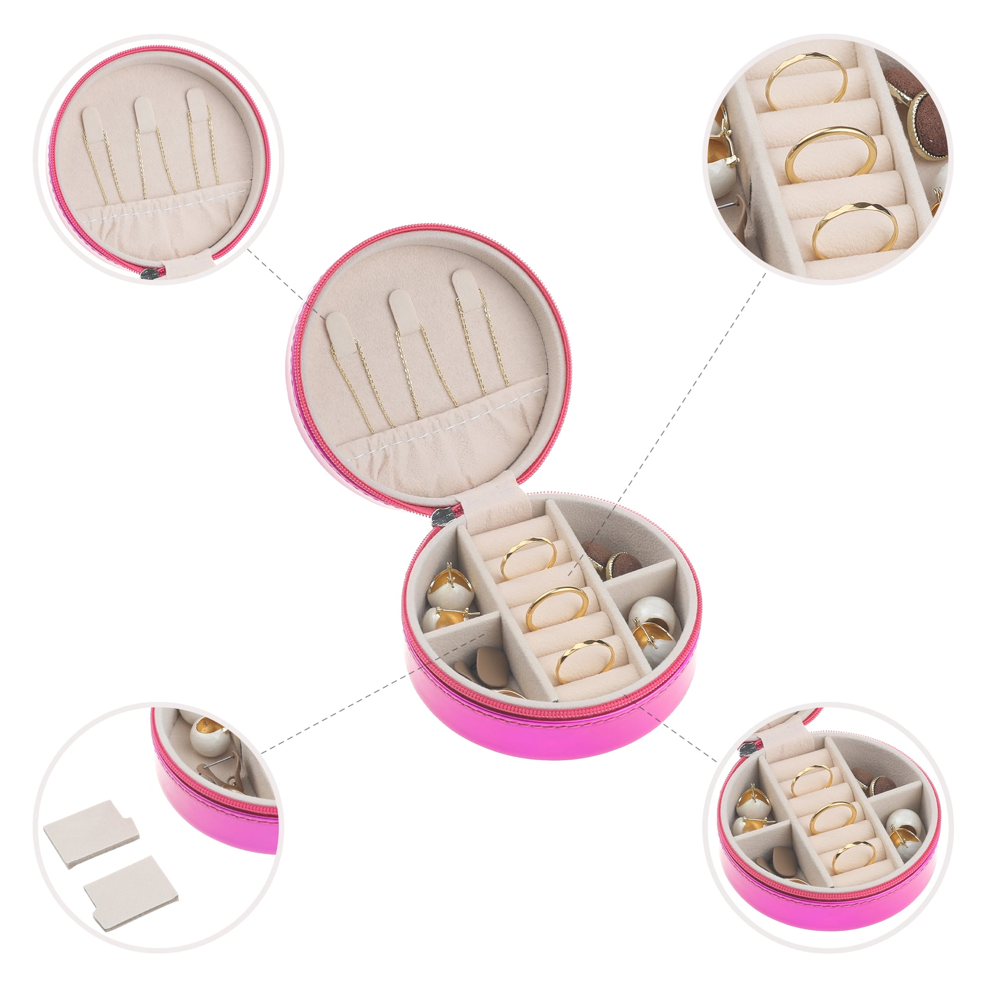 Unique Bargains Jewelry Box PU Leather Jewelry Organizer Storage Display Holder for Ring Rose