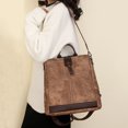thumbnail image 3 of Backpack Fashion New Pattern Solid Color Retro Large Capacity Practical Zipper Casual Purpose Shoulder Bag Leather Laptop Backpack, 3 of 5