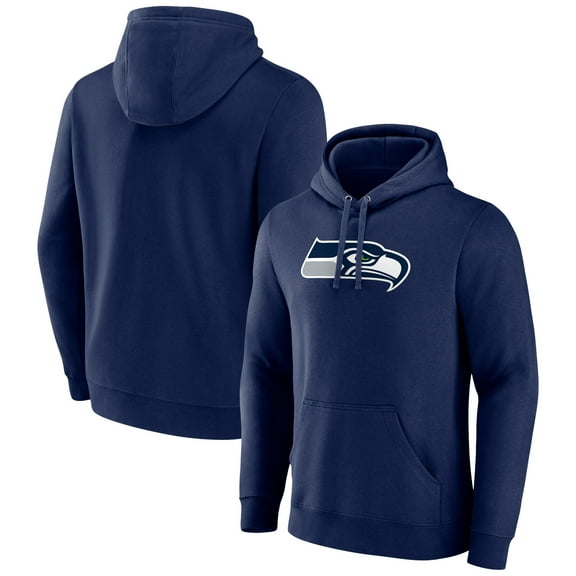 Men's College Navy Seattle Seahawks Primary Team Logo Fitted Pullover Hoodie