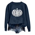 thumbnail image 1 of Arlun,Halloween Chandails en Molleton Citrouille 2025 Mode Automne Femmes Grande Taille Chandails à Lettres Imprimées Hauts Coupe Ample Confortables Col Rond Manches Longues Manteau Hauts Sans Capuche Bleu Marine P, 1 of 3