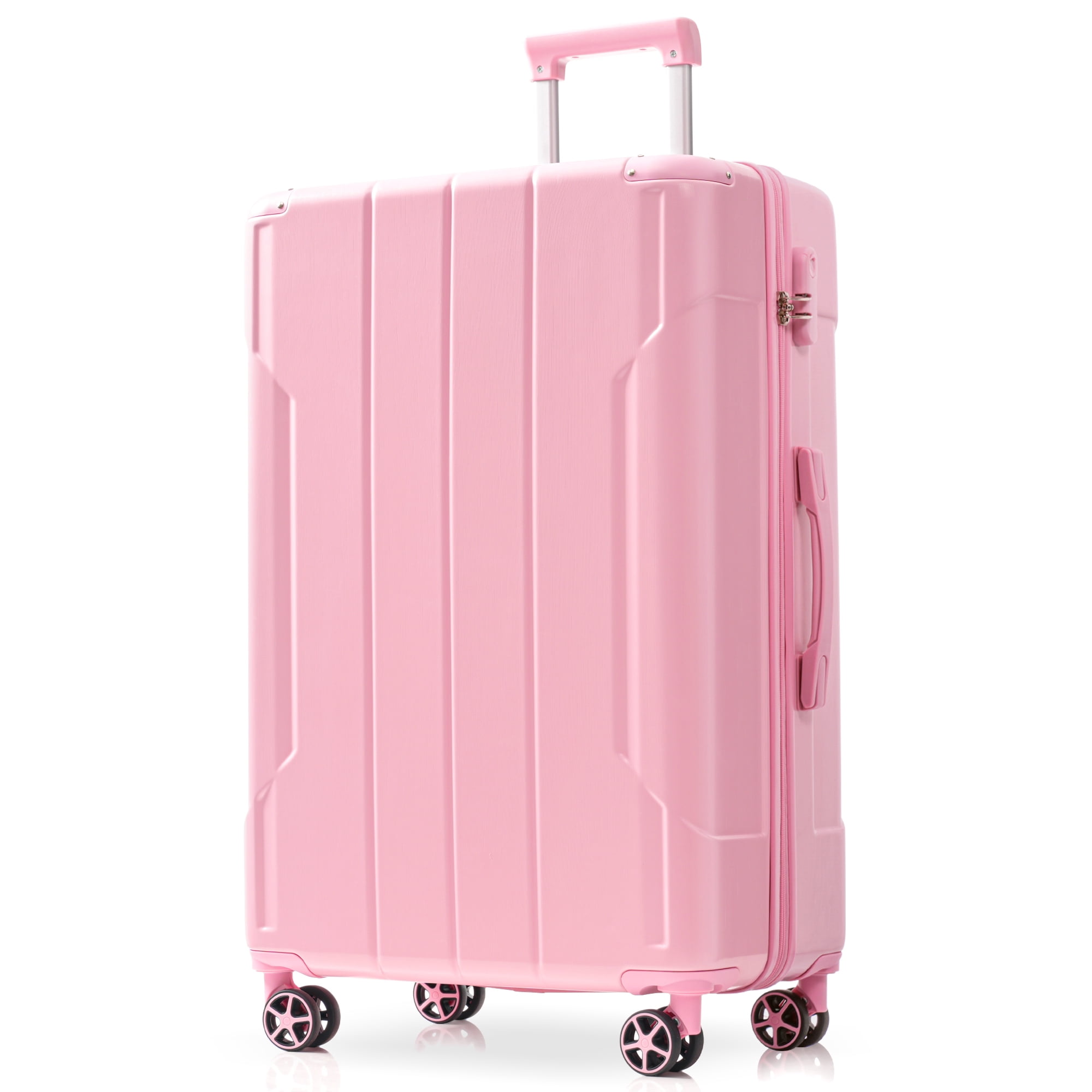 EUROCO 3 Piece Luggage Set, ABS Hardshell Lightweight Durable Suitcase with Double Spinner Wheels for Travel(20"/24"/28"),Pink