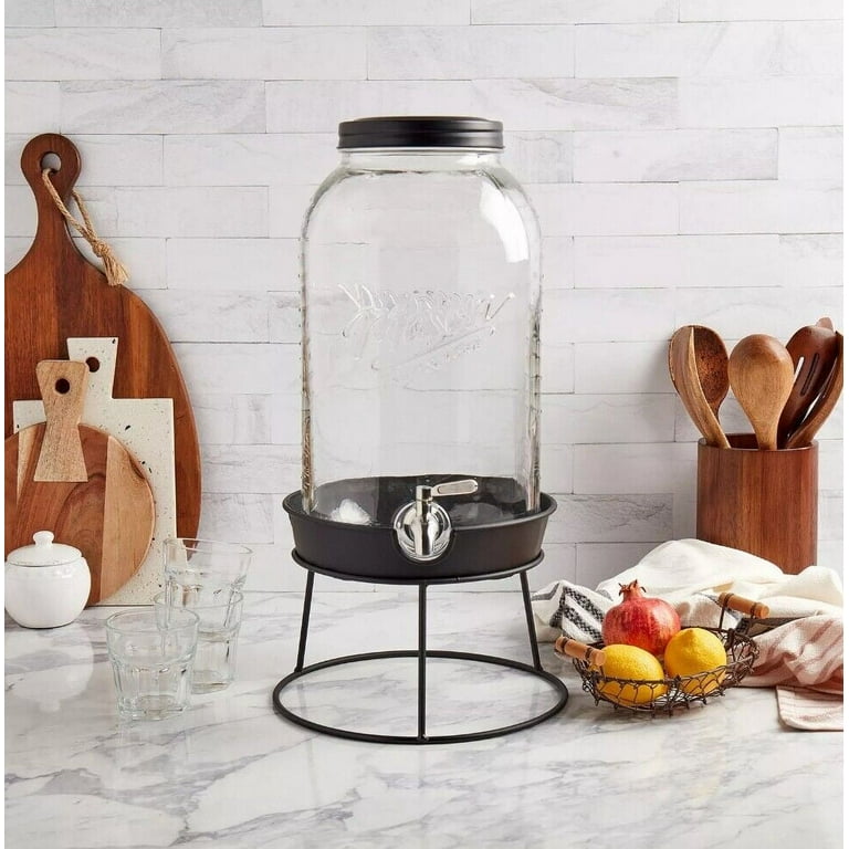 Farm Core Refreshing Beverage Dispenser Glass Mason Jar Style 12” Tall  Gallon