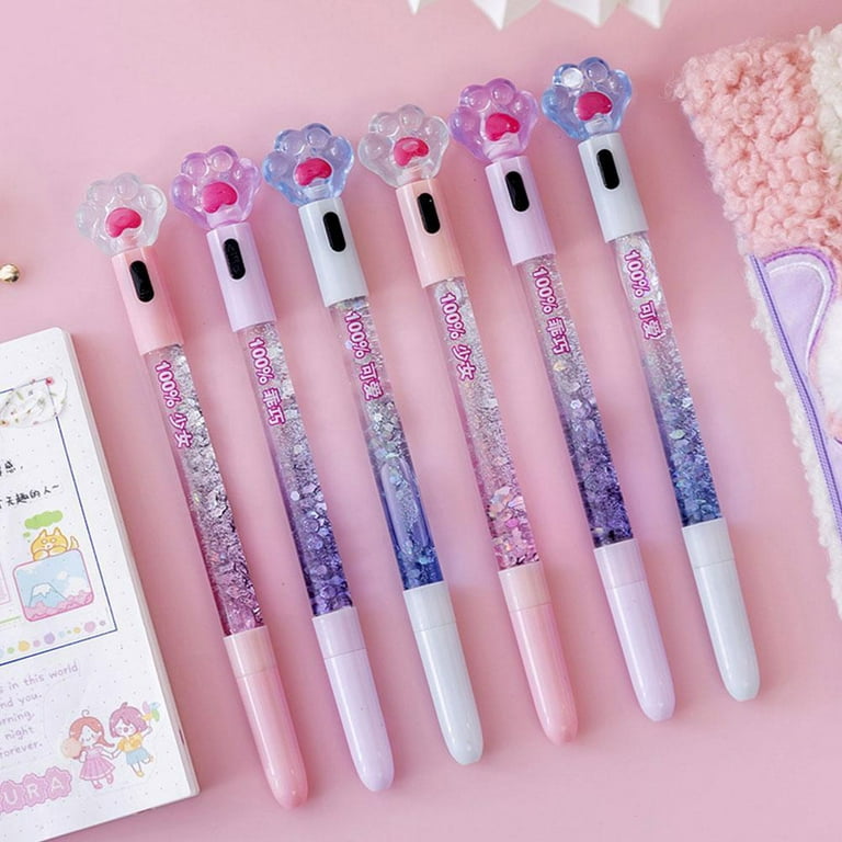 Cute Lighting Cat Claw Gel Pen, Glitter Sequins Pens for Girls