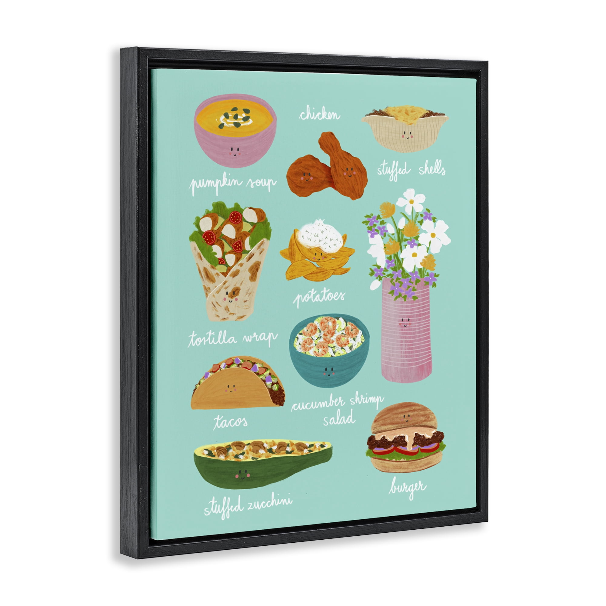 Stupell Industries Gourmet Lunch Food Collection Black Framed Floater Canvas Wall Art, design by Metka Hiti