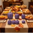thumbnail image 6 of Fall Decor 7 PCS Purple Foam Artificial Pumpkins Set Assorted Sizes Matte Fake Pumpkin Ornaments Modern Autumn Harvest Thanksgiving Halloween Table Tiered Tray Home Decor, 6 of 6