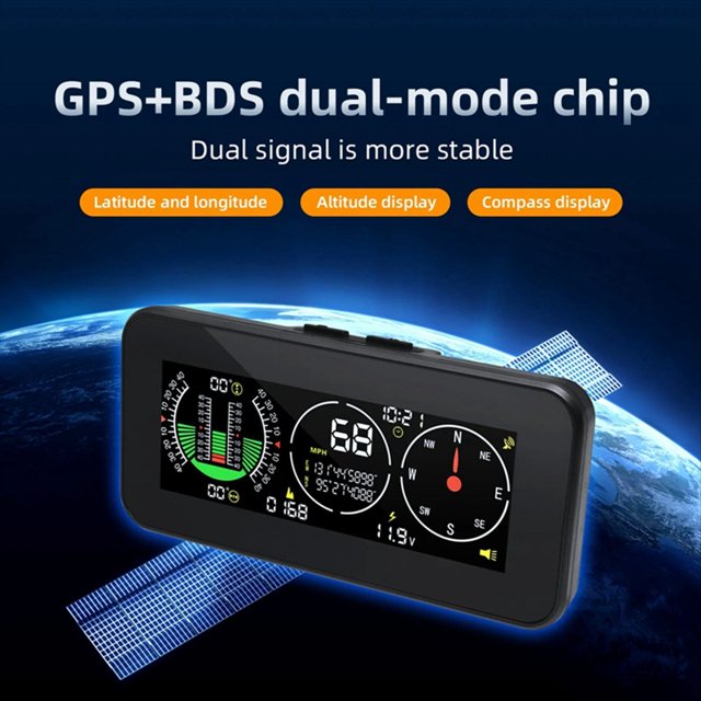 Car HUD Head Up Display Inclinómetro Brújula Velocímetro GPS Alarma de Exceso de Velocidad Medidor de Pendiente de Velocidad Digital Piezas de Automóvil