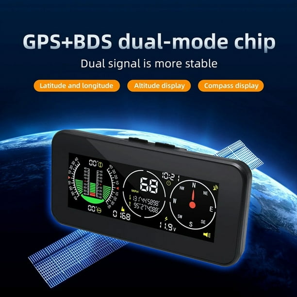 Car HUD Head Up Display Inclinómetro Brújula Velocímetro GPS Alarma de Exceso de Velocidad Medidor de Pendiente de Velocidad Digital Piezas de Automóvil