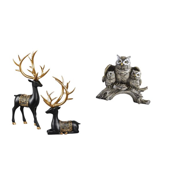 Colección De Esculturas De Resina De Reno Y Alce Y Estatuas De Búho Para Mueble De Mesa, Boda, Inauguración De La Casa, Sala De Estar, Decoración De Oficina