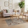 thumbnail image 3 of ODIKA 4'x6' Clay And Sand Pink Geometric Design Washable Area Rug Modern Abstract Pattern with Curved Motifs Stain Resistant, Low Pile, Easy Care for Dorm Room, Small Living, 3 of 7