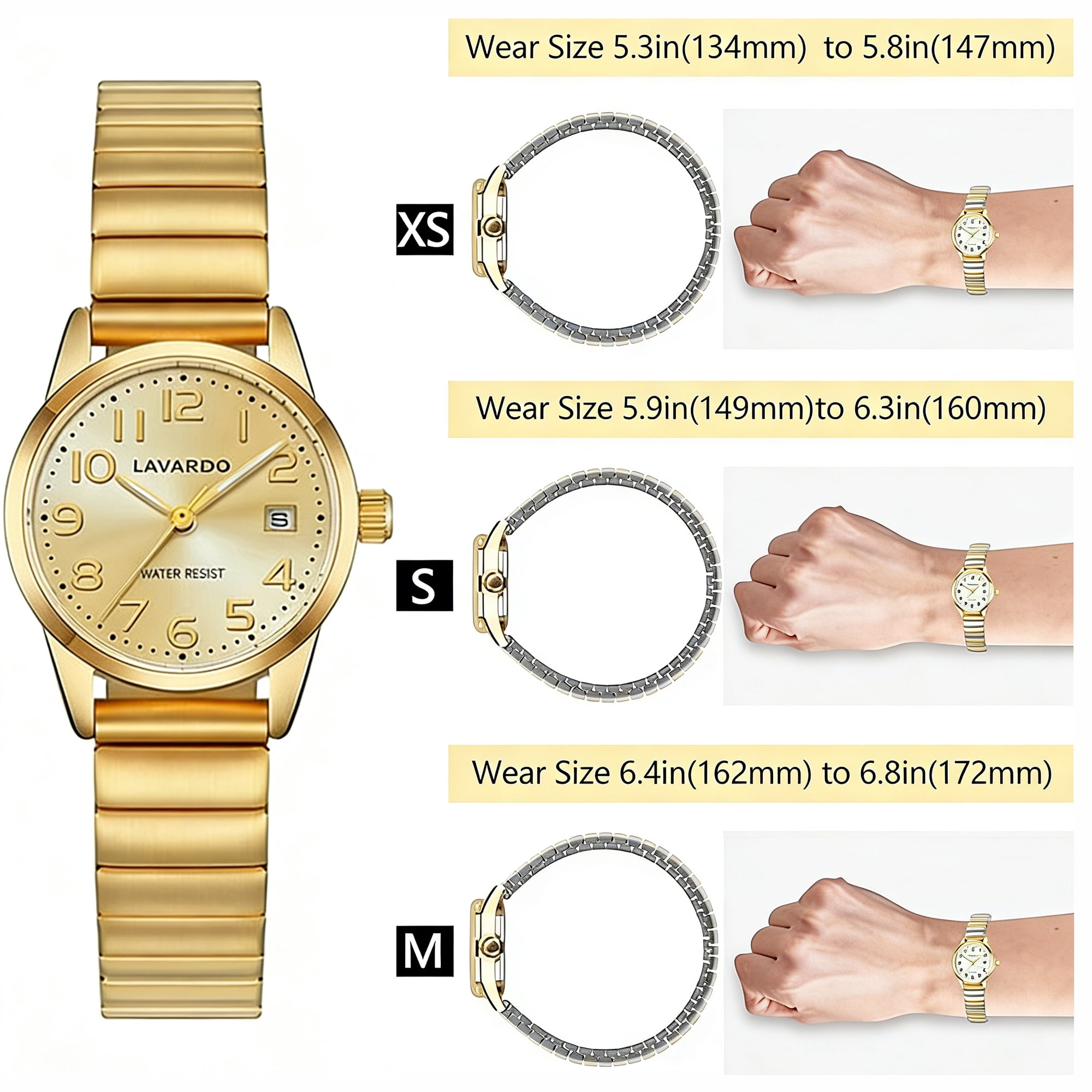 Watches for Women Analog Ladies Quartz Watches with Stainless Steel Expansion Band,Easy Reader Waterproof Lady Watch Mother's Day gift For Women -XS Size
