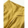 thumbnail image 3 of Women' s Culottes Linen Blend Wide Leg Pants Casual Capri Pants Cropped Pants Elastic Waist Palazzo, 3 of 5