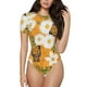 thumbnail image 1 of Balery White Floral and Butterflies Body de cuello redondo de manga corta para mujer Tops de manga corta Tops básicos-Large, 1 of 7