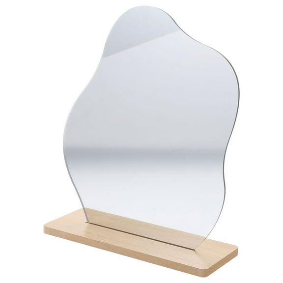Handmade Irregular Acrylic Mirror with One-Way Lens, Portable Light-Up Desktop Makeup Mirror for Students and Office Use