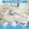 thumbnail image 2 of KAINSY Custom Baby Crib Bedding Set,5 Pcs Personalized Purple Elephant Crib Bedding Set with Name,Baby Boys Girls Nursery Crib Set,Soft Flannel Baby Blanket,Customized Gift for New Parents, 2 of 8