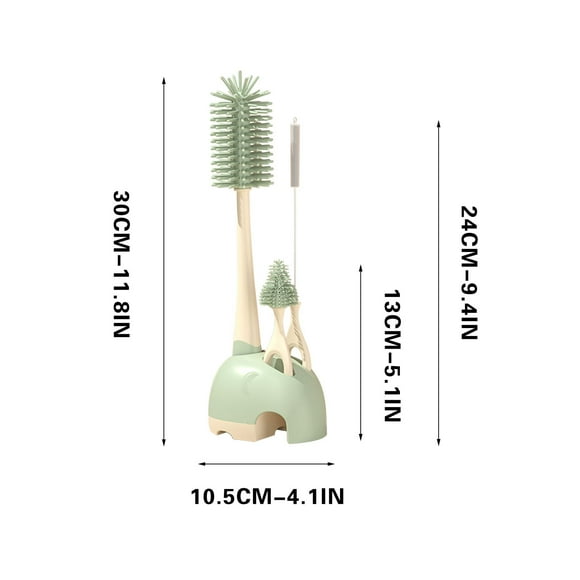 Vwrxbz Straight Handle Silicone Baby Bottle Brush Set, Nipple Cleaner and Drying Stand, Multifunctional Straw Cleaning Brush