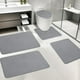 thumbnail image 1 of Juego de alfombras de baño de espuma, con forro polar grueso y suave, absorbentes y lavables a máquina, con base antideslizante para mayor seguridad en la ducha (Gris)., 1 of 9