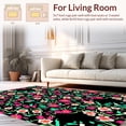 thumbnail image 2 of ODIKA 4'x6' Machine Washable Non-Slip Area Rug, Nocturnal Kitty Botanical Eclectic Artistic Design High Traffic Rug, Black, 309182, 2 of 7