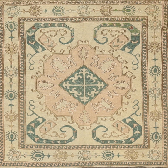Ahgly Company Machine Washable Indoor Square Traditional Tiger Orange Brown Area Rugs, 8' Square