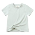 thumbnail image 3 of Lumtrix Boys Short Sleeve T-Shirts Oversize Crew Neck Top for Chlid Trendy Solid Color Cotton Clothes for Girl Khaki 120, 3 of 3