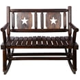 thumbnail image 5 of Barara King Outdoor Bench, Patio Benches for Outdoors,Outdoor Wood Rocking Bench Carbonized Double Rocking Chair for 2 Persons with Wide Curved Seat, Rustic Brown, 5 of 13