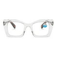 thumbnail image 4 of 5 Pairs of Transparent Thick Oversize Square Reading Glasses 4.00 for Women and Men, Blue Light Blocking Spring Hinge Readers +4.00, 4 of 4