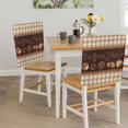 thumbnail image 5 of Coffee Time Beans Dining Chair Back Cover Only, Desserts Vintage Brown Plaid Farmhouses Set of 8 Chair Back Covers, Removable Washable for Dining Room, Banquet & Holiday Decoration, 5 of 9