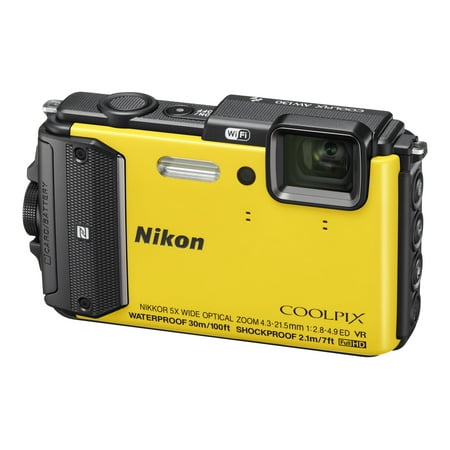 Nikon Coolpix AW130 - Digital camera - compact - 16.0 MP - 1080p - 5x optical zoom - Wi-Fi, NFC - underwater up to 98.4 ft - yellow