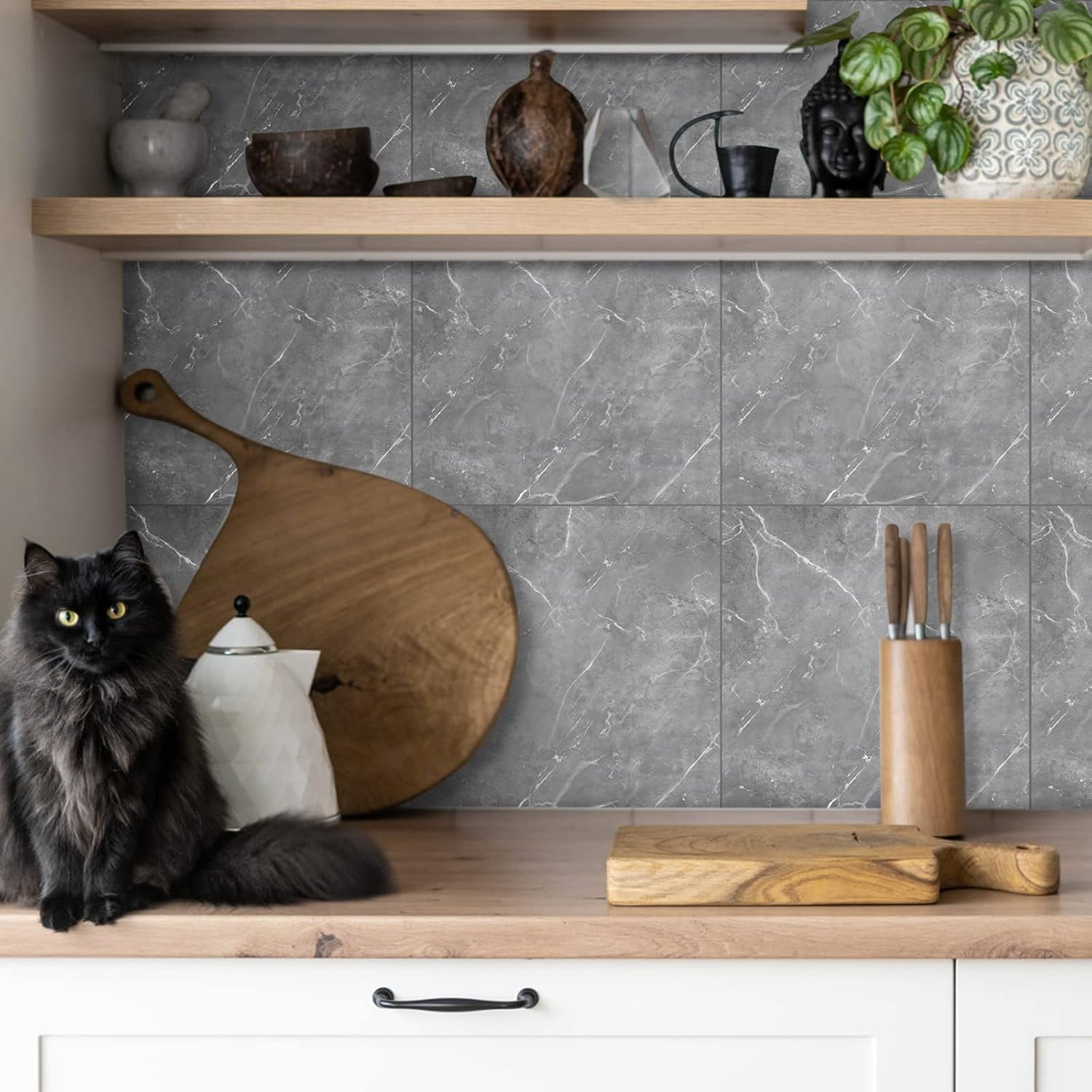 UMIGGEE Backsplash Tile for Kitchen Peel and Stick, 20-Sheet Stick on Subway Tiles for Kitchem, Bathroom Back Splashes, 11.8" x 11.8", Grey