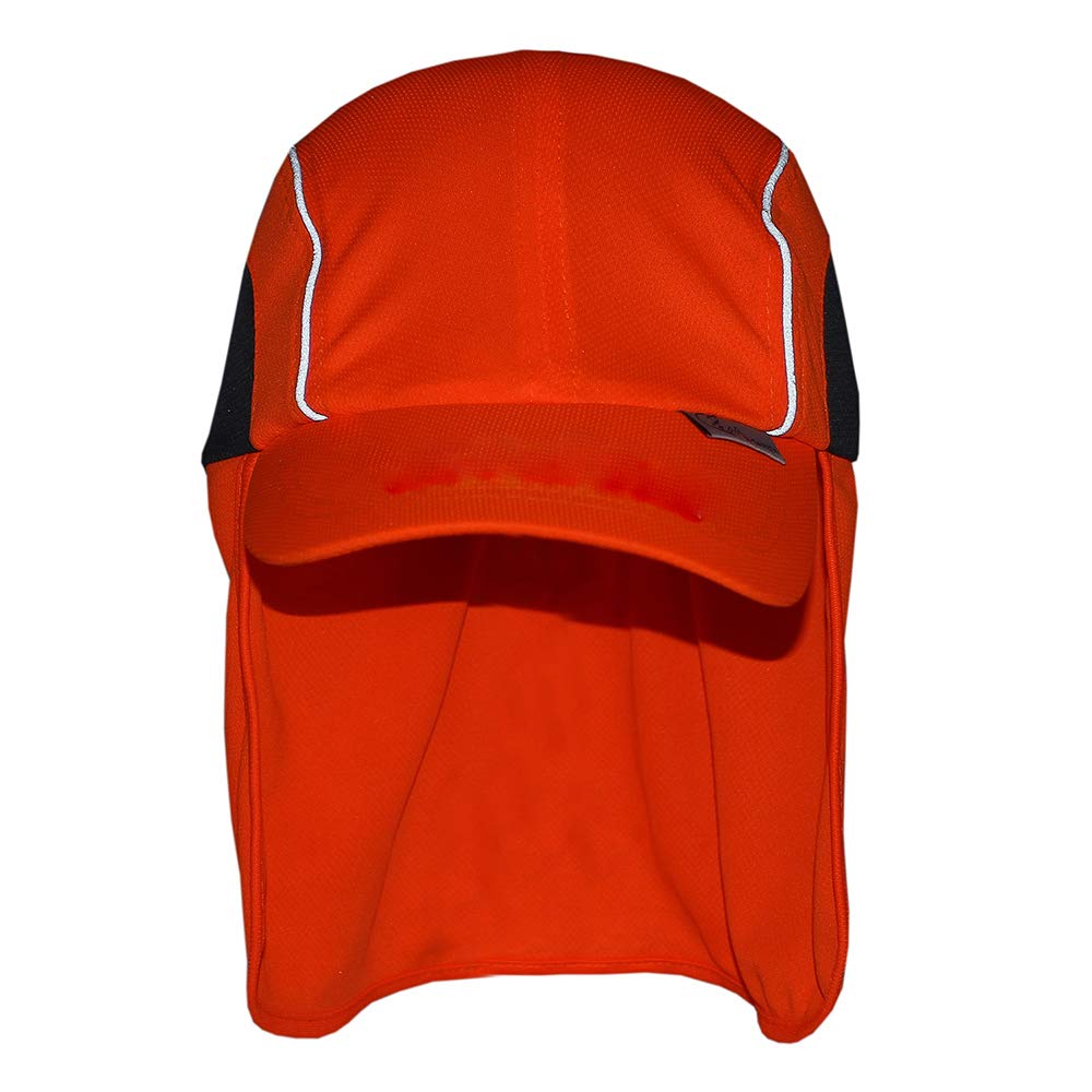 A-SAFETY Mens UV Sun Protection work Cap Safari Hike Cap with Reflective Neck Flap Fishing Orang Yellow Hat