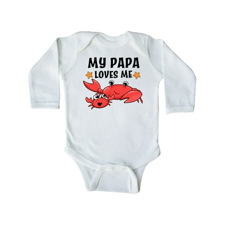 

Inktastic My Papa Loves Me- cute crab family Gift Baby Boy or Baby Girl Long Sleeve Bodysuit