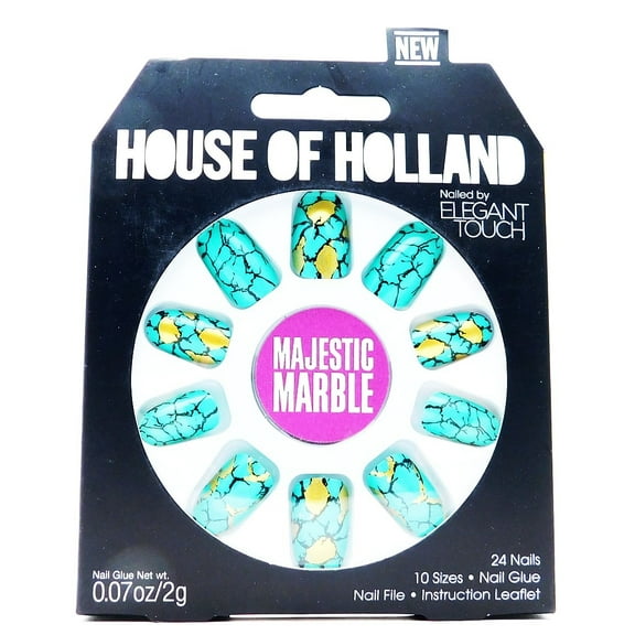 House of Holland Nailed by Elegant Touch  Majestic Marble Palatial Paws: 24 nails, nail glue .07 Oz., nail file